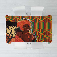 African-American Mother's Day Tablecloth Black Mom And Son Kente Pattern