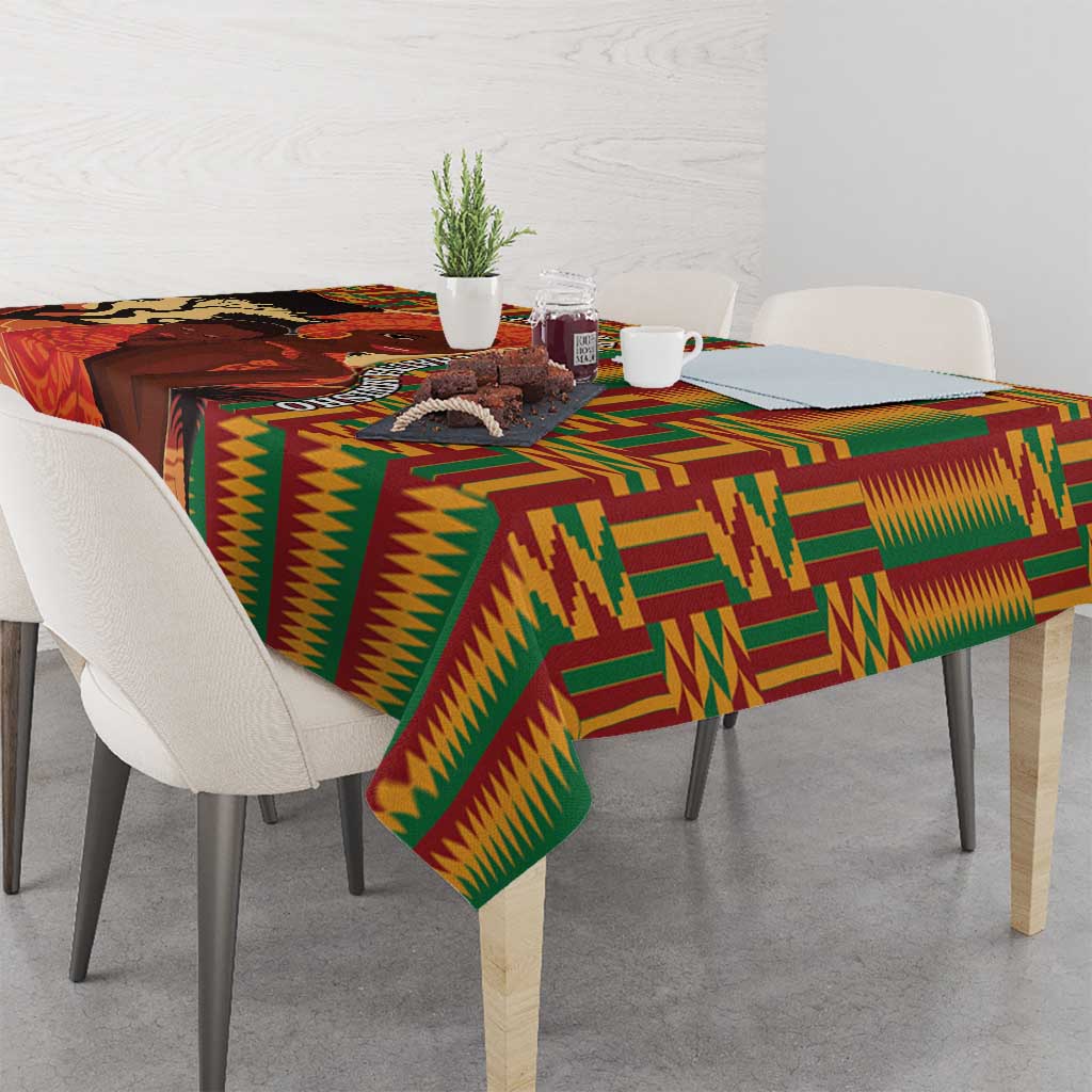 African-American Mother's Day Tablecloth Black Mom And Son Kente Pattern