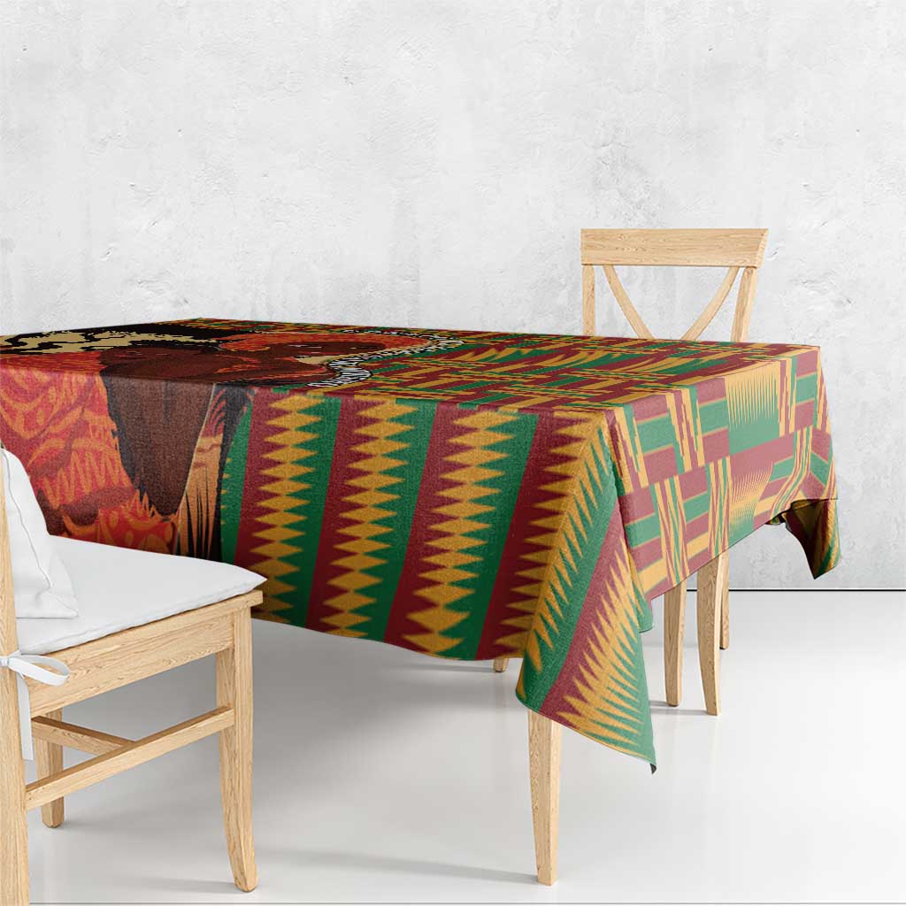 African-American Mother's Day Tablecloth Black Mom And Son Kente Pattern