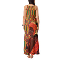 African-American Mother's Day Tank Maxi Dress Black Mom And Son Kente Pattern