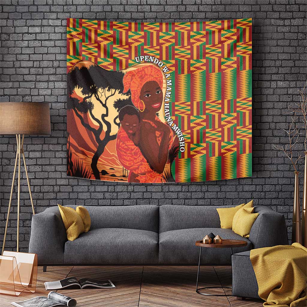 African-American Mother's Day Tapestry Black Mom And Son Kente Pattern