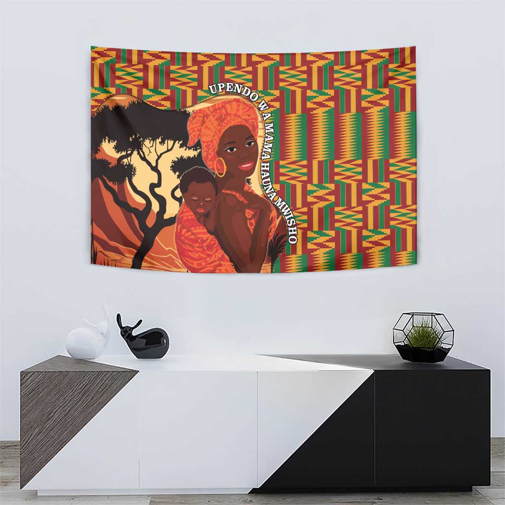 African-American Mother's Day Tapestry Black Mom And Son Kente Pattern