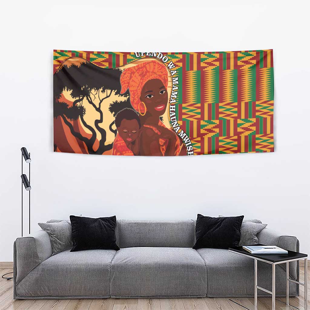 African-American Mother's Day Tapestry Black Mom And Son Kente Pattern