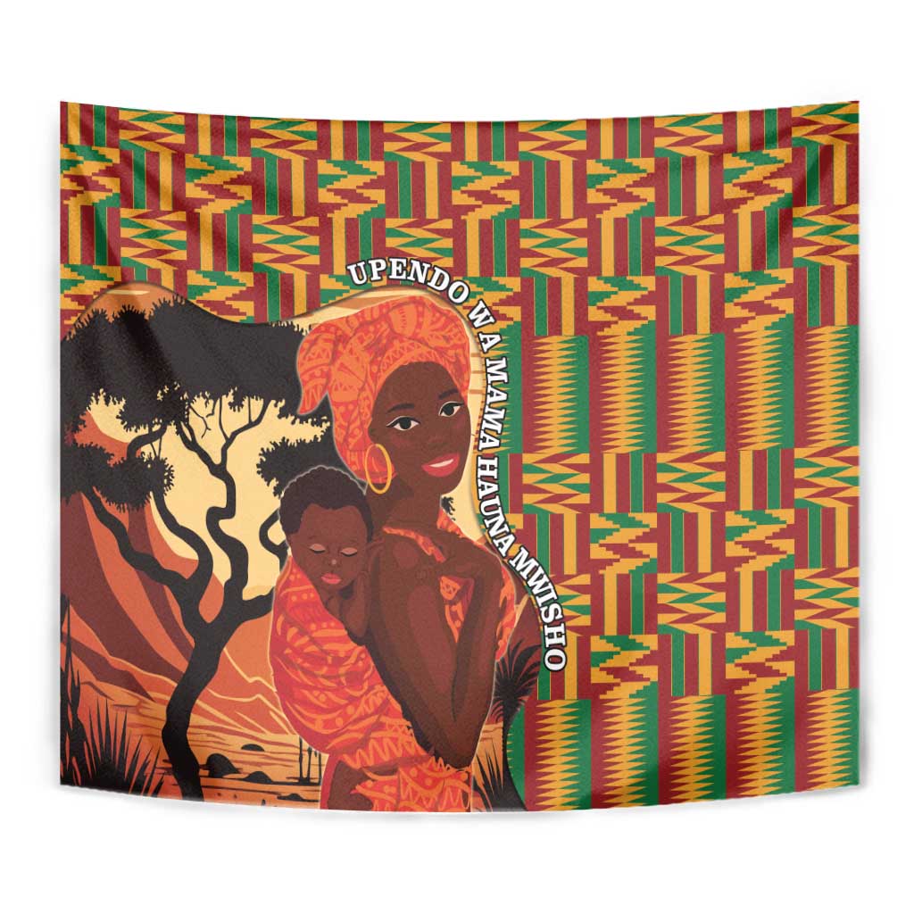 African-American Mother's Day Tapestry Black Mom And Son Kente Pattern