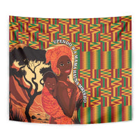 African-American Mother's Day Tapestry Black Mom And Son Kente Pattern