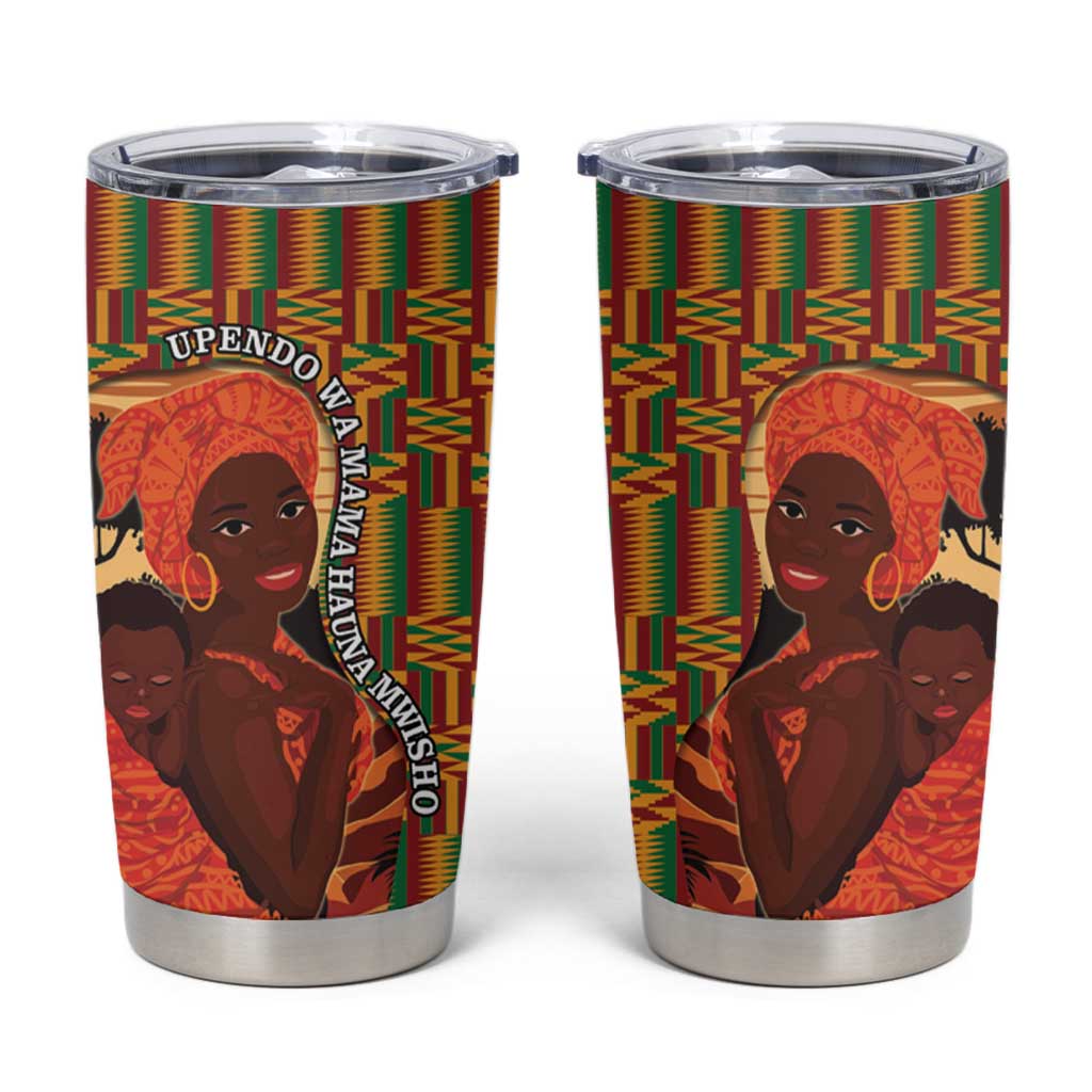 African-American Mother's Day Tumbler Cup Black Mom And Son Kente Pattern