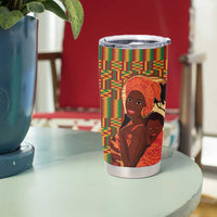African-American Mother's Day Tumbler Cup Black Mom And Son Kente Pattern