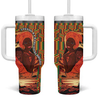 African-American Mother's Day Tumbler With Handle Black Mom And Son Kente Pattern