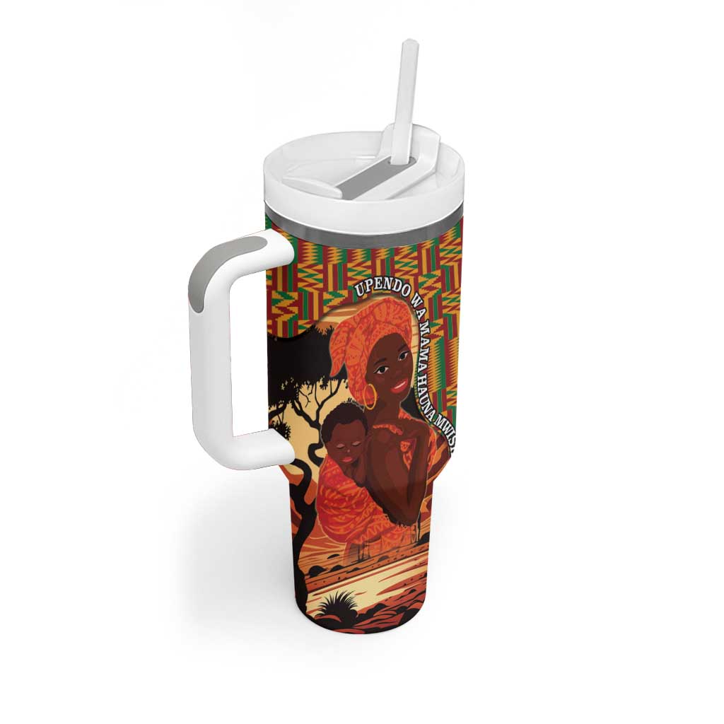 African-American Mother's Day Tumbler With Handle Black Mom And Son Kente Pattern