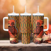African-American Mother's Day Tumbler With Handle Black Mom And Son Kente Pattern
