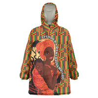 African-American Mother's Day Wearable Blanket Hoodie Black Mom And Son Kente Pattern