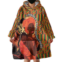 African-American Mother's Day Wearable Blanket Hoodie Black Mom And Son Kente Pattern