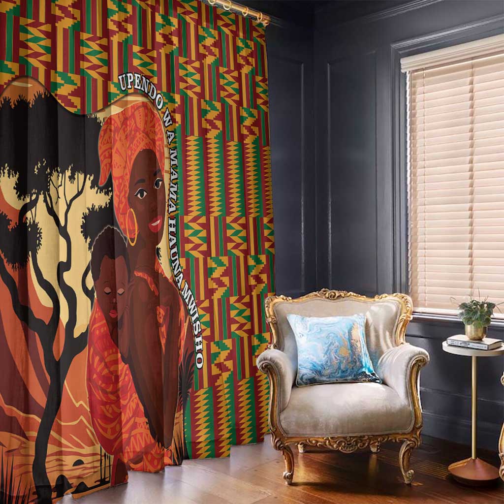 African-American Mother's Day Window Curtain Black Mom And Son Kente Pattern