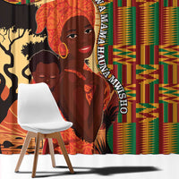 African-American Mother's Day Window Curtain Black Mom And Son Kente Pattern