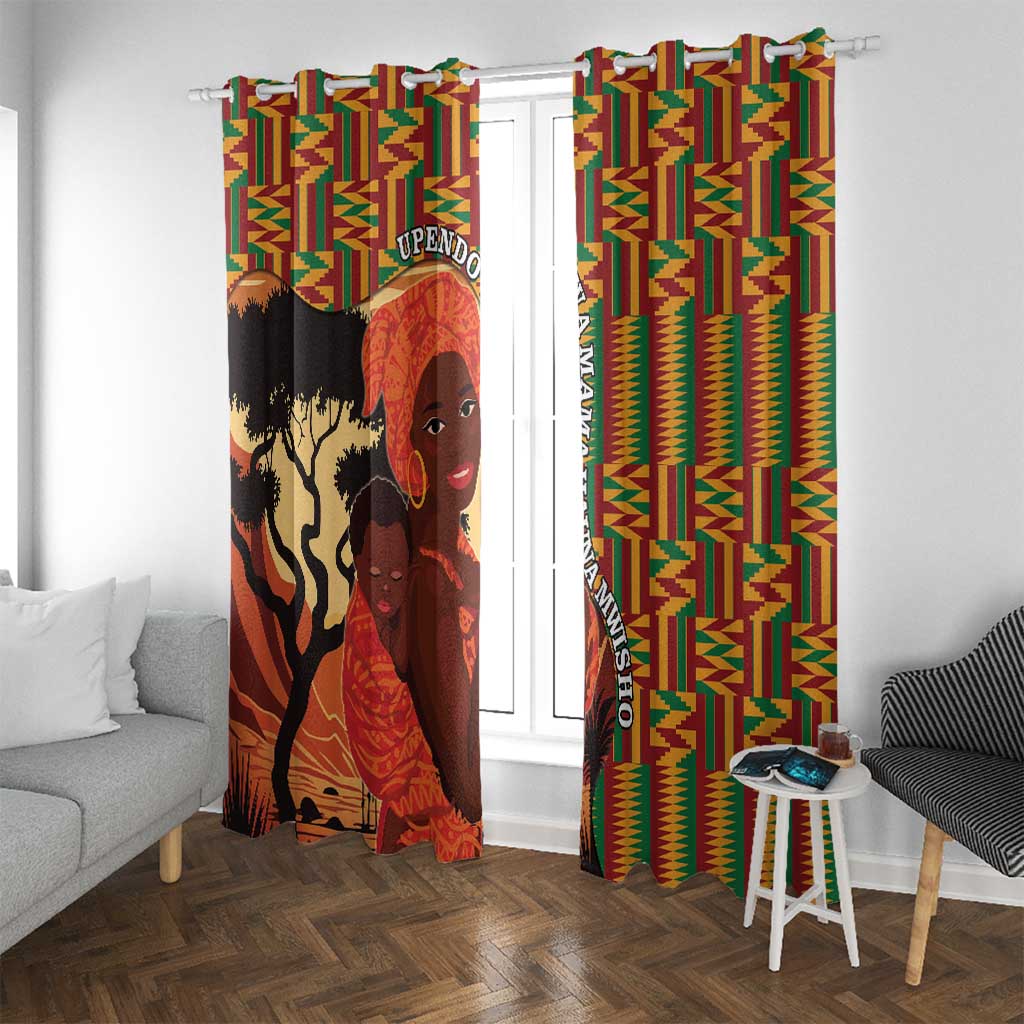 African-American Mother's Day Window Curtain Black Mom And Son Kente Pattern