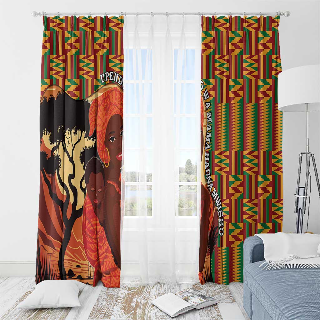 African-American Mother's Day Window Curtain Black Mom And Son Kente Pattern