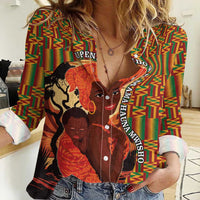 African-American Mother's Day Women Casual Shirt Black Mom And Son Kente Pattern