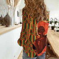 African-American Mother's Day Women Casual Shirt Black Mom And Son Kente Pattern