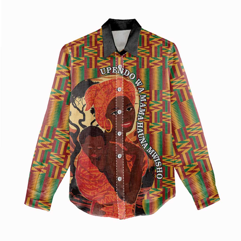 African-American Mother's Day Women Casual Shirt Black Mom And Son Kente Pattern
