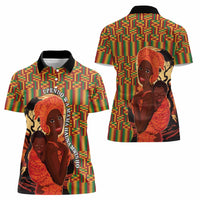 African-American Mother's Day Women Polo Shirt Black Mom And Son Kente Pattern