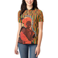 African-American Mother's Day Women Polo Shirt Black Mom And Son Kente Pattern