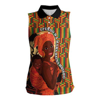 African-American Mother's Day Women Sleeveless Polo Shirt Black Mom And Son Kente Pattern