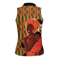 African-American Mother's Day Women Sleeveless Polo Shirt Black Mom And Son Kente Pattern