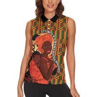 African-American Mother's Day Women Sleeveless Polo Shirt Black Mom And Son Kente Pattern