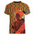 African-American Mother's Day Women V-Neck T-Shirt Black Mom And Son Kente Pattern