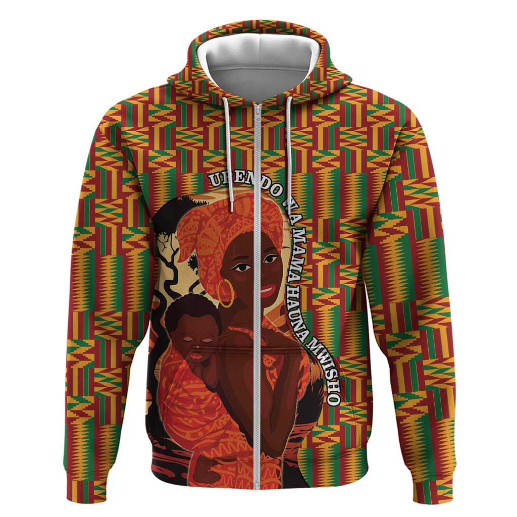 African-American Mother's Day Zip Hoodie Black Mom And Son Kente Pattern