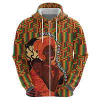 African-American Mother's Day Zip Hoodie Black Mom And Son Kente Pattern