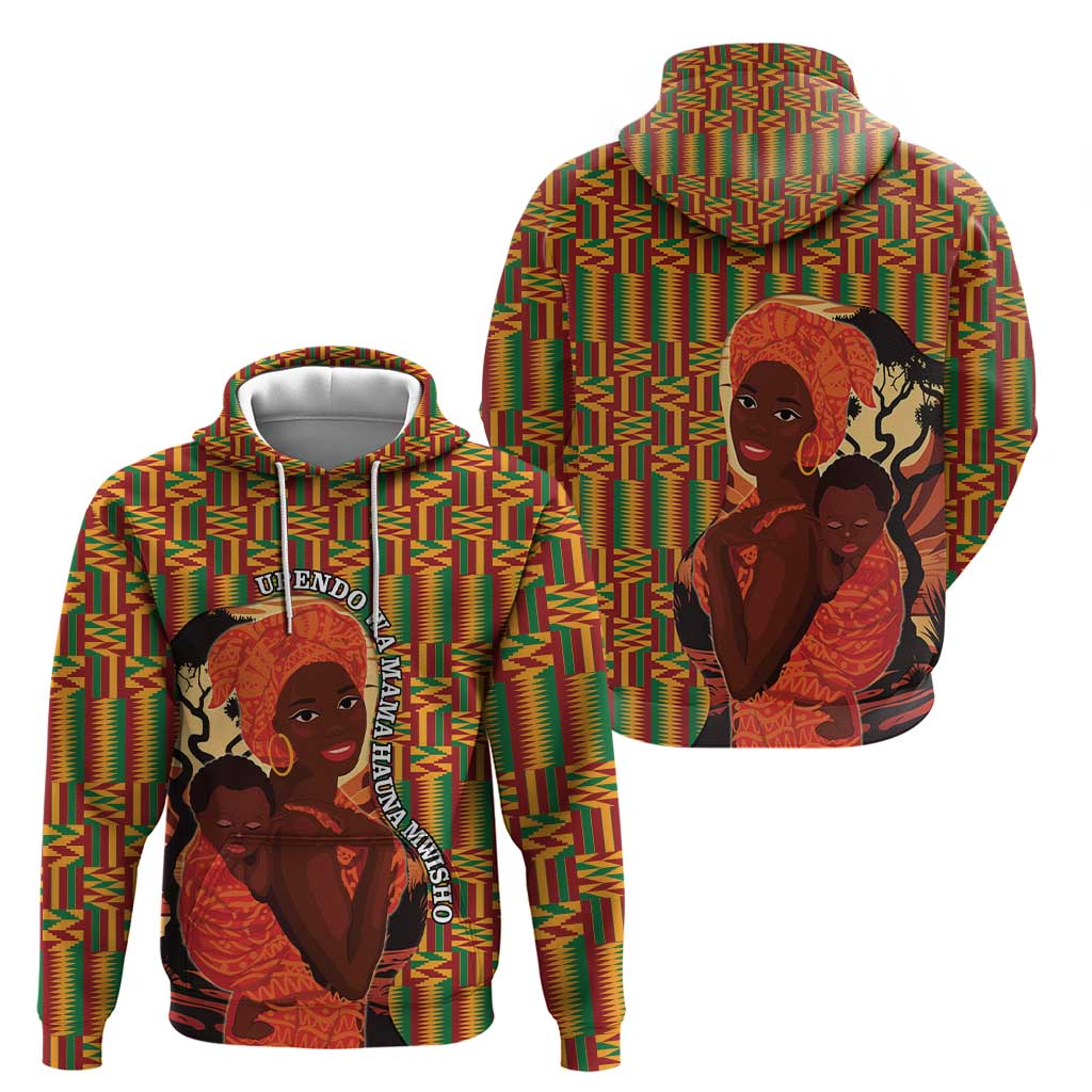 African-American Mother's Day Zip Hoodie Black Mom And Son Kente Pattern