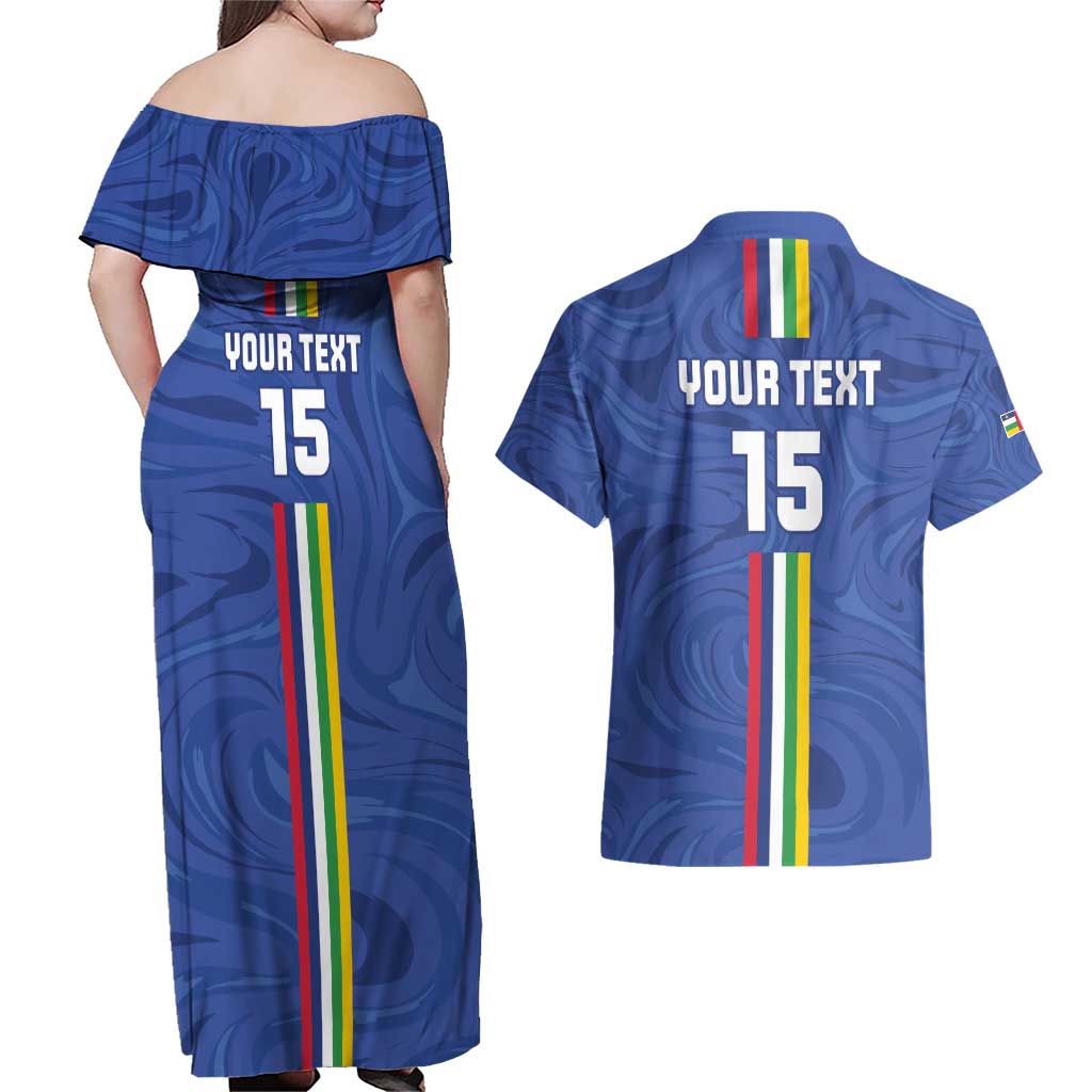 Custom Central African Republic Football Couples Matching Off Shoulder Maxi Dress and Hawaiian Shirt Go Les Fauves Go