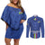 Custom Central African Republic Football Couples Matching Off Shoulder Short Dress and Long Sleeve Button Shirt Go Les Fauves Go