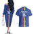 Custom Central African Republic Football Couples Matching Off The Shoulder Long Sleeve Dress and Hawaiian Shirt Go Les Fauves Go