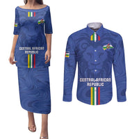 Custom Central African Republic Football Couples Matching Puletasi and Long Sleeve Button Shirt Go Les Fauves Go