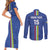 Custom Central African Republic Football Couples Matching Short Sleeve Bodycon Dress and Long Sleeve Button Shirt Go Les Fauves Go