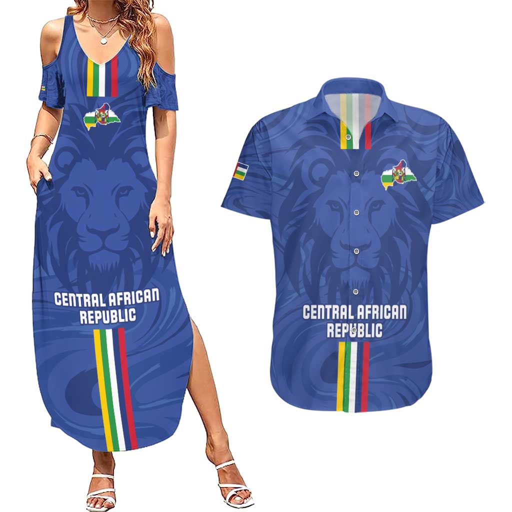 Custom Central African Republic Football Couples Matching Summer Maxi Dress and Hawaiian Shirt Go Les Fauves Go