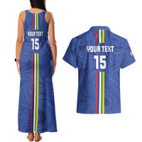 Custom Central African Republic Football Couples Matching Tank Maxi Dress and Hawaiian Shirt Go Les Fauves Go