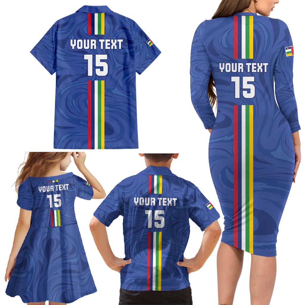 Custom Central African Republic Football Family Matching Long Sleeve Bodycon Dress and Hawaiian Shirt Go Les Fauves Go