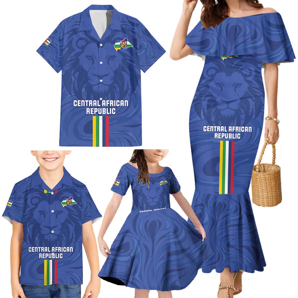 Custom Central African Republic Football Family Matching Mermaid Dress and Hawaiian Shirt Go Les Fauves Go