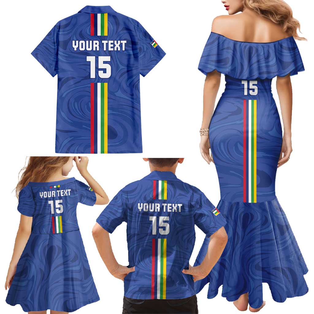 Custom Central African Republic Football Family Matching Mermaid Dress and Hawaiian Shirt Go Les Fauves Go