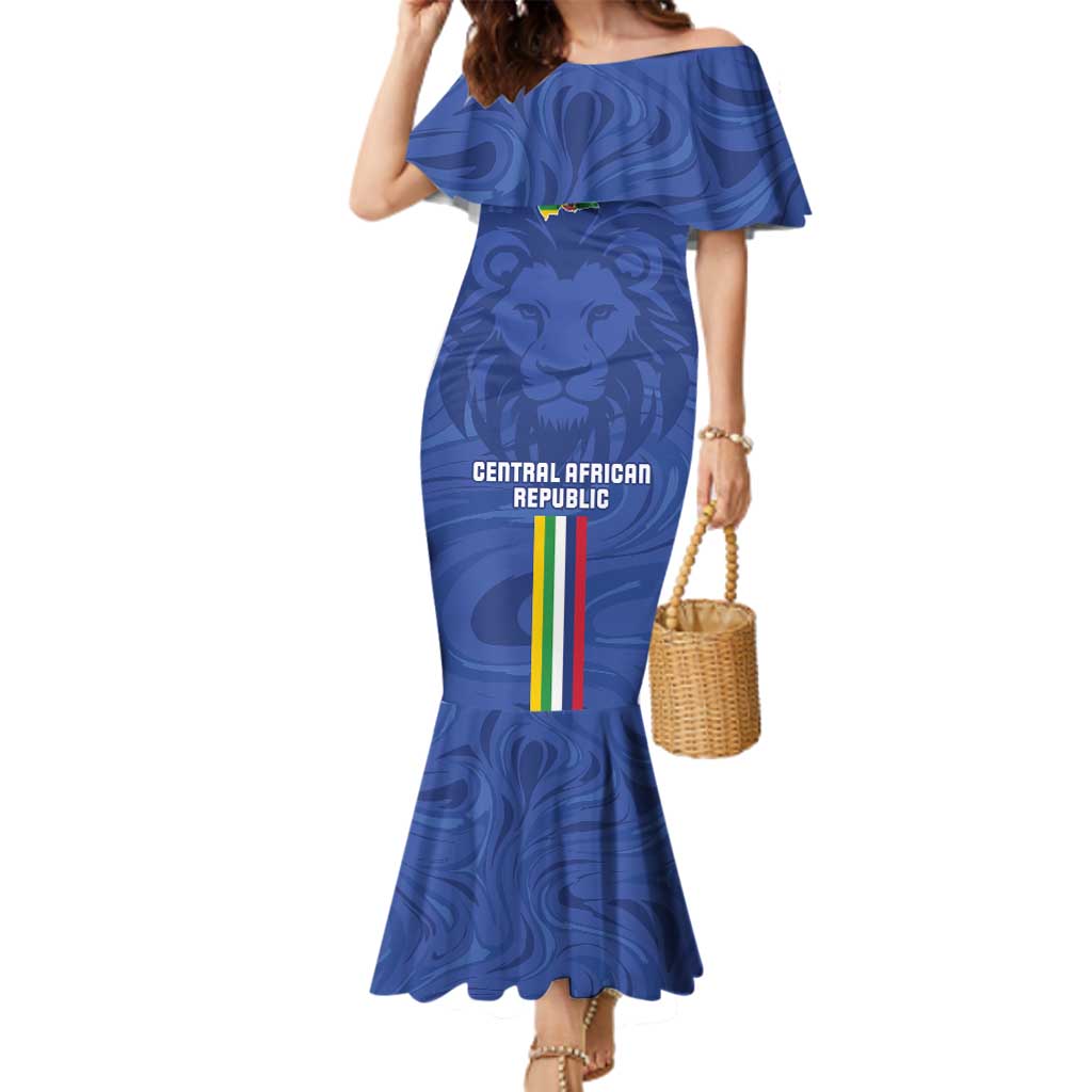 Custom Central African Republic Football Family Matching Mermaid Dress and Hawaiian Shirt Go Les Fauves Go