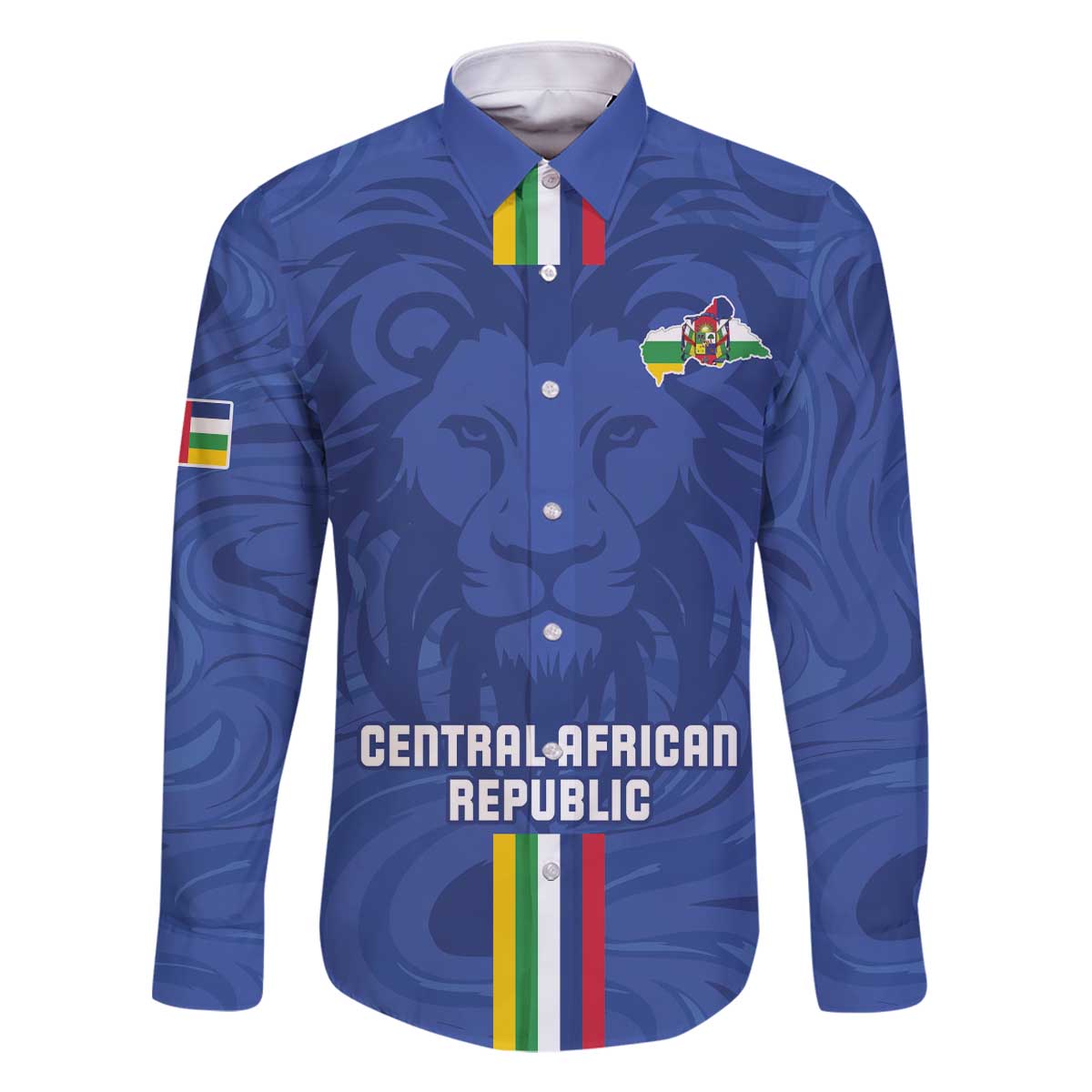 Custom Central African Republic Football Family Matching Off The Shoulder Long Sleeve Dress and Hawaiian Shirt Go Les Fauves Go