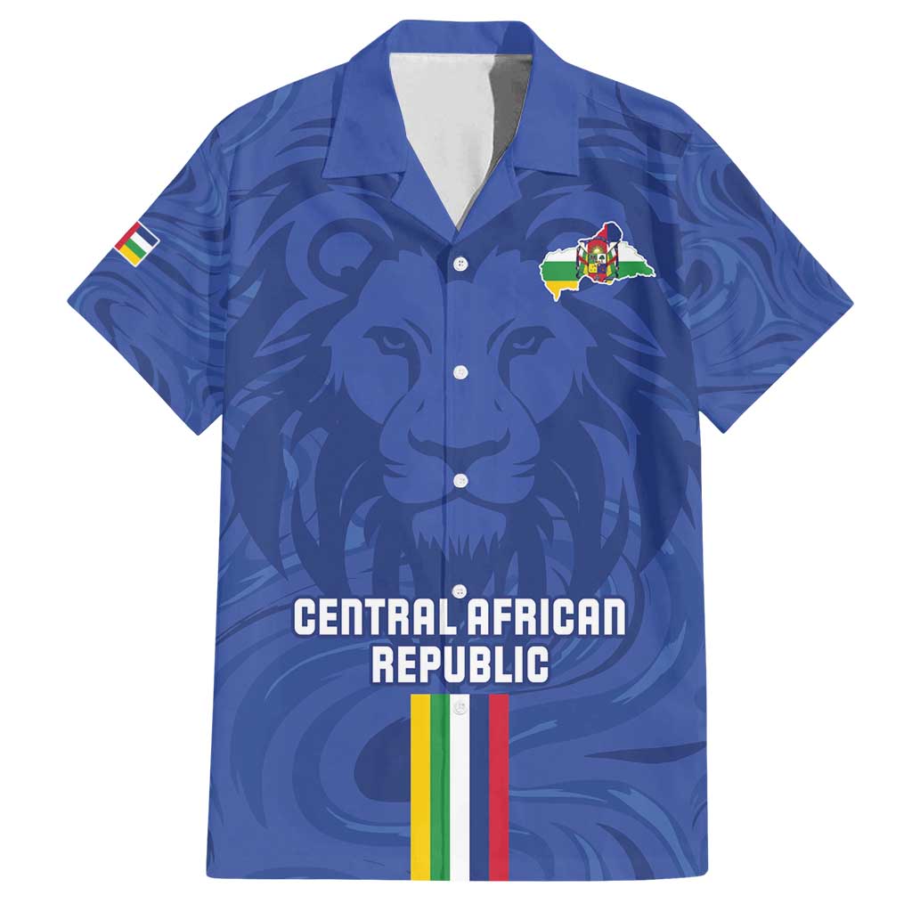 Custom Central African Republic Football Family Matching Off Shoulder Short Dress and Hawaiian Shirt Go Les Fauves Go