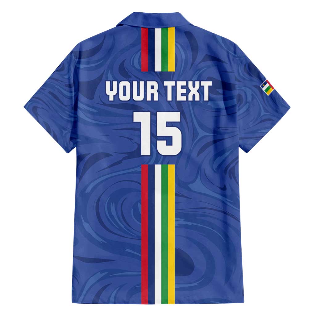 Custom Central African Republic Football Family Matching Off Shoulder Short Dress and Hawaiian Shirt Go Les Fauves Go