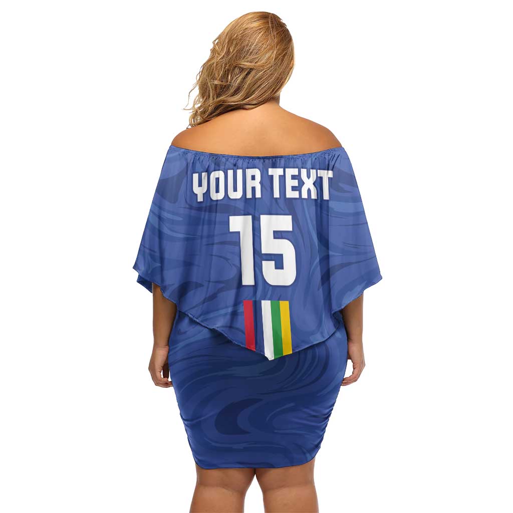 Custom Central African Republic Football Family Matching Off Shoulder Short Dress and Hawaiian Shirt Go Les Fauves Go