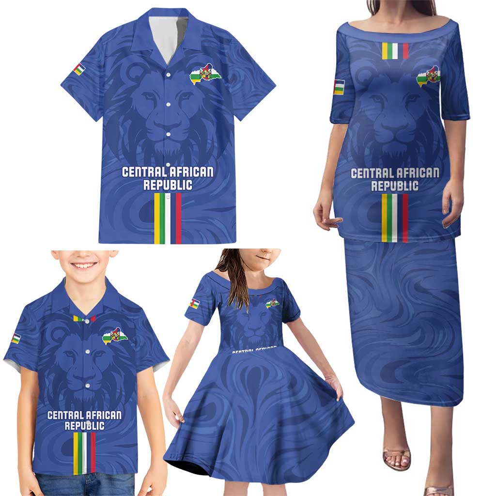 Custom Central African Republic Football Family Matching Puletasi and Hawaiian Shirt Go Les Fauves Go