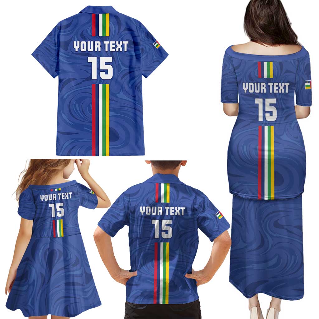 Custom Central African Republic Football Family Matching Puletasi and Hawaiian Shirt Go Les Fauves Go