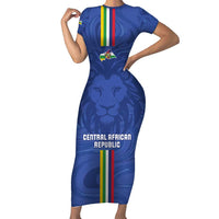 Custom Central African Republic Football Family Matching Short Sleeve Bodycon Dress and Hawaiian Shirt Go Les Fauves Go